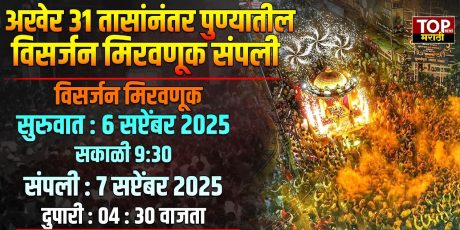 PUNE GANESHOTSAV MIRVNUK 2025: अनंत चतुर्दशी अर्थात गणेश विसर्जनानिमित्तानं सुरुवात झालेल्या पुण्याच्या विसर्जन मिरवणुकीला (PUNE GANESHOTSAV MIRVNUK 2025)अखेर तब्बल 31 तासांनी सांगता झाली.